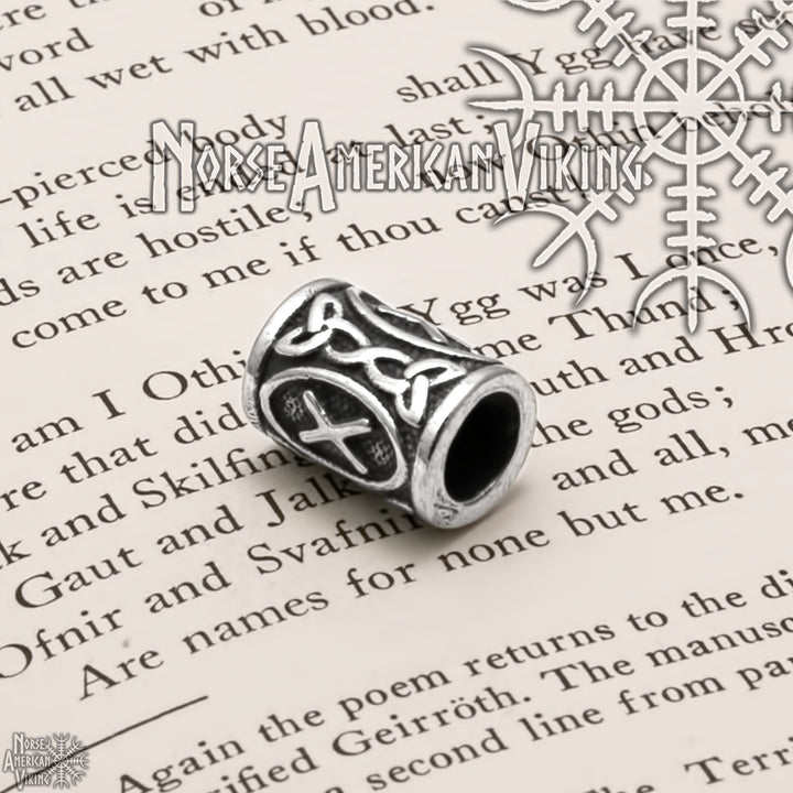 Viking Elder Futhark Gebo Rune Beard Hair Jewelry Bead 316L Stainless Steel