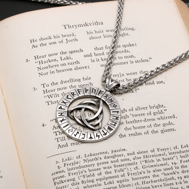 Viking Celtic Trinity Knot Rune Medallion Stainless Steel Pendant Necklace