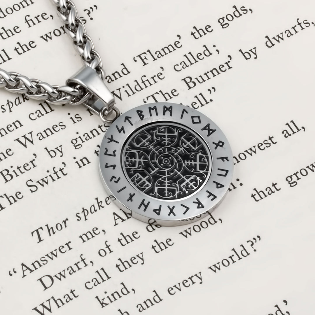 Vegvisir Fidget Spinner Pendant Necklace Stainless Steel Viking