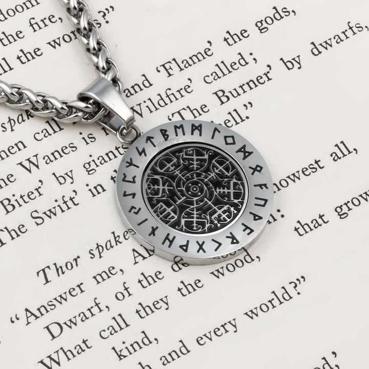 Vegvisir Fidget Spinner Pendant Necklace Stainless Steel Viking