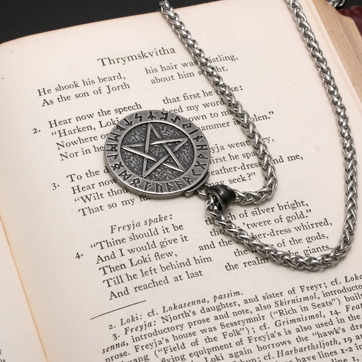 Elder Futhark Rune Viking Pendant Necklace 316L Stainless Steel