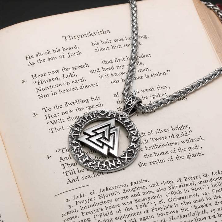Viking Norse Valknut Knot Stainless Steel Pendant Necklace