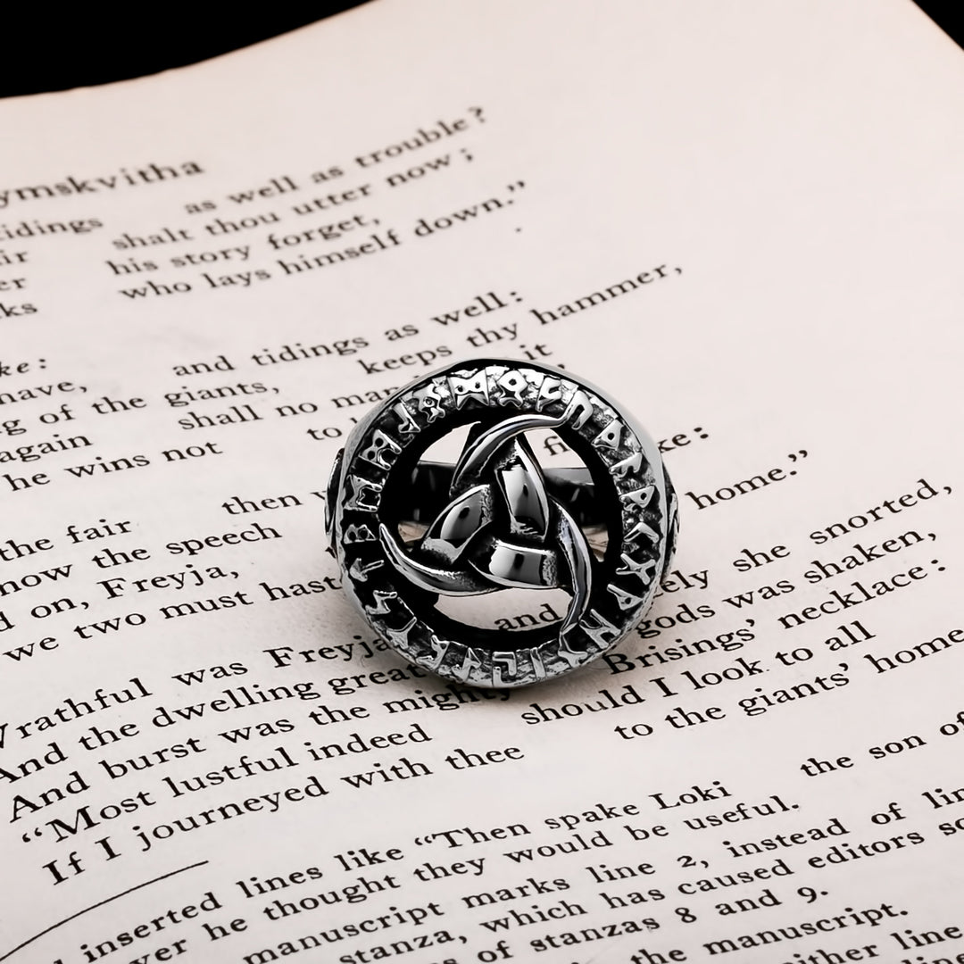 Viking Elder Futhark Rune Ring 316L Stainless Steel Size 7