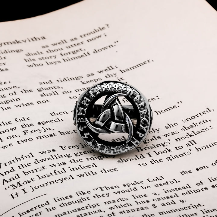 Viking Elder Futhark Rune Ring 316L Stainless Steel Size 7