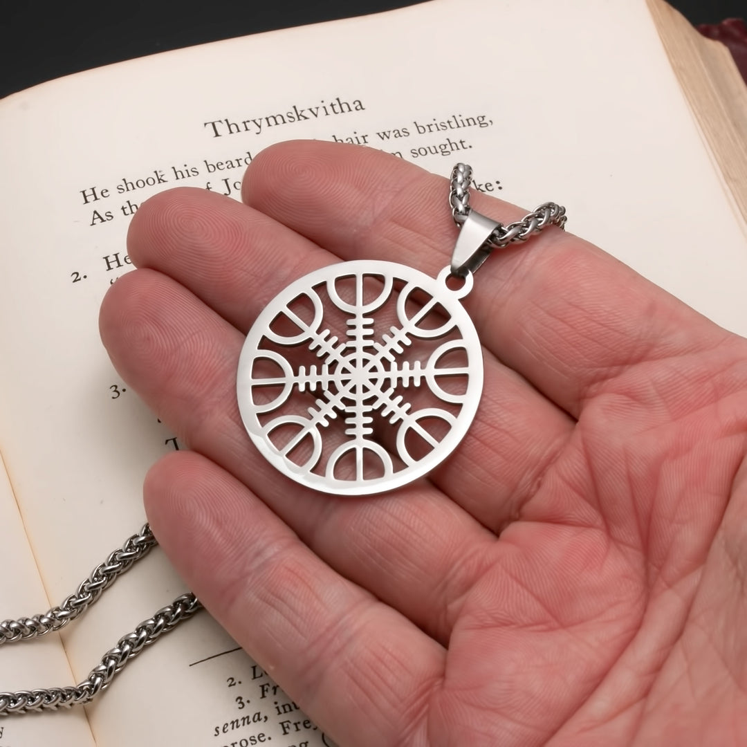 Helm of Awe Pendant Necklace Stainless Steel Viking