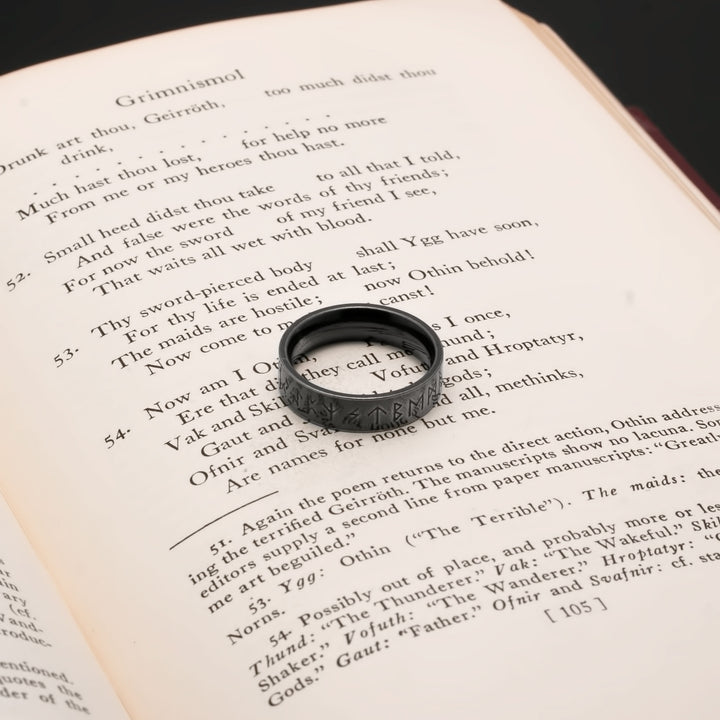 Elder Futhark Rune 6mm Ancient Viking Ring 316L Stainless Steel - view 6