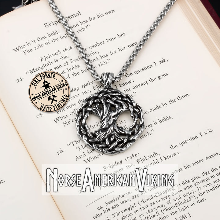 Viking Yggdrasil World Ash Tree Stainless Steel Pendant Necklace