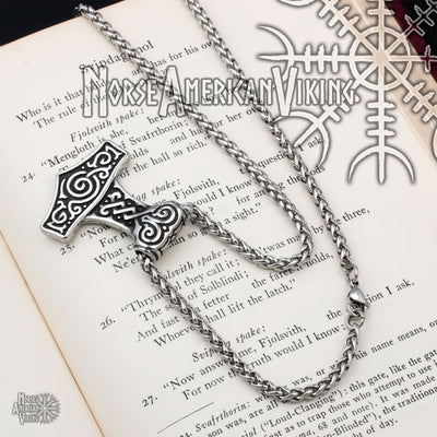 Viking Mjolnir Thor's Hammer Stainless Steel Pendant Necklace