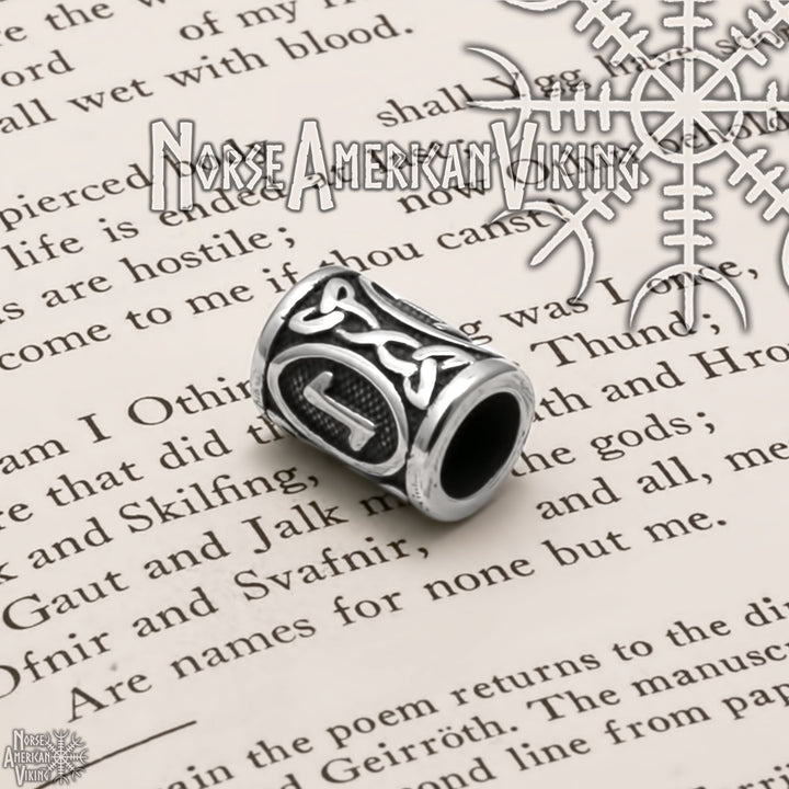 Viking Elder Futhark Eihwaz Rune Beard Hair Jewelry Bead 316L Stainless Steel