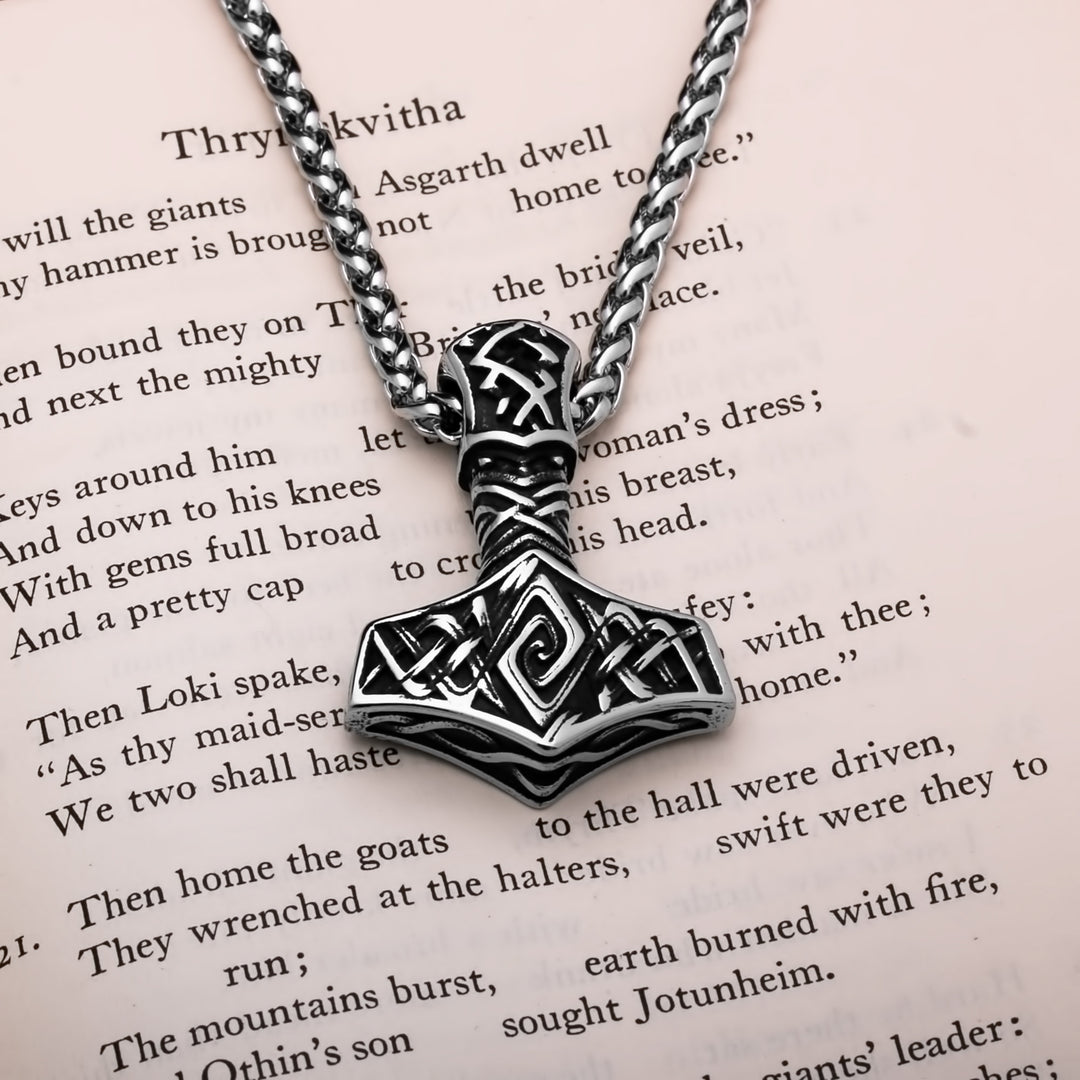 Viking Mjolnir Thor's Hammer Stainless Steel Pendant Necklace Norse American