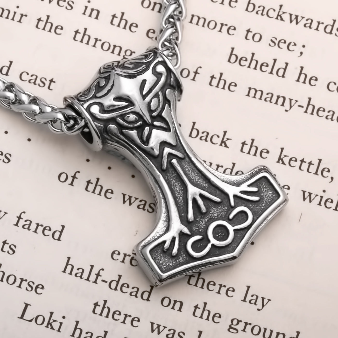 Viking Mjolnir Thor's Hammer Stainless Steel Pendant Necklace Small Norse American