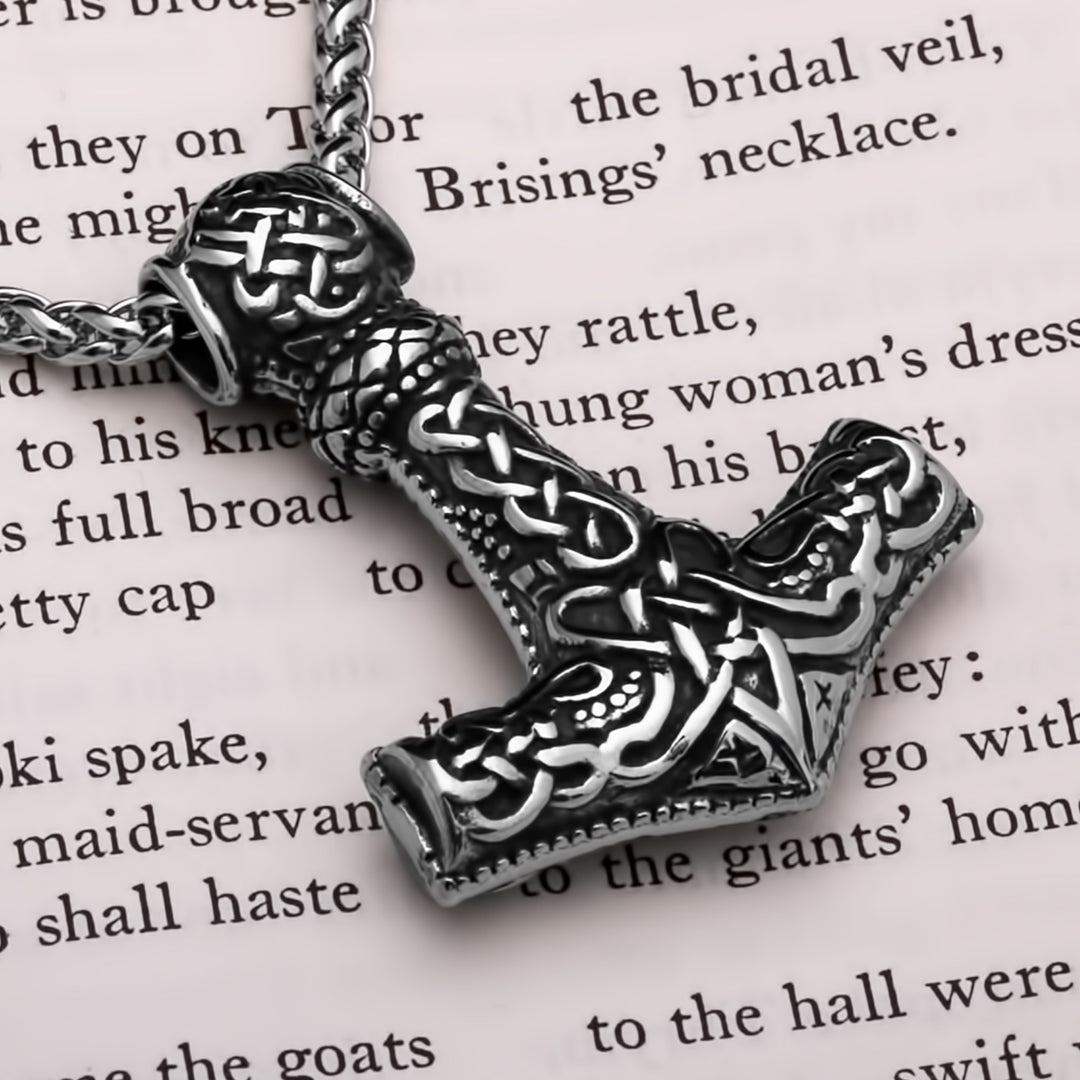 Viking Mjolnir Thor's Hammer Stainless Steel Pendant Necklace Norse American