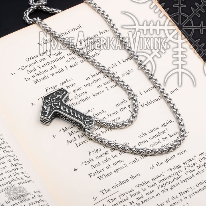 Viking Mjolnir Thor's Hammer Stainless Steel Pendant Necklace Norse American