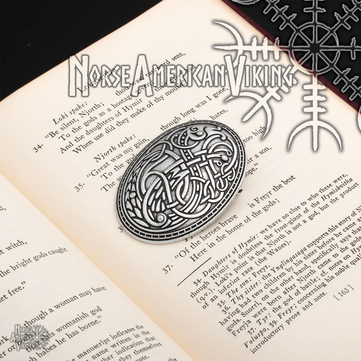 Viking Dragon Broa Oval Tortoise Brooch