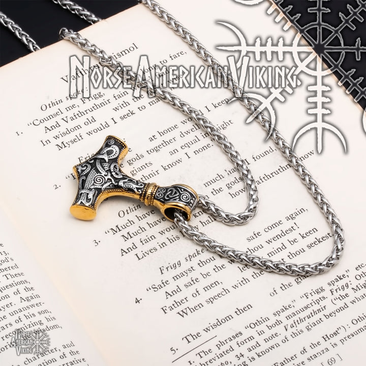 Viking Mjolnir Thor's Hammer Stainless Steel Pendant Necklace