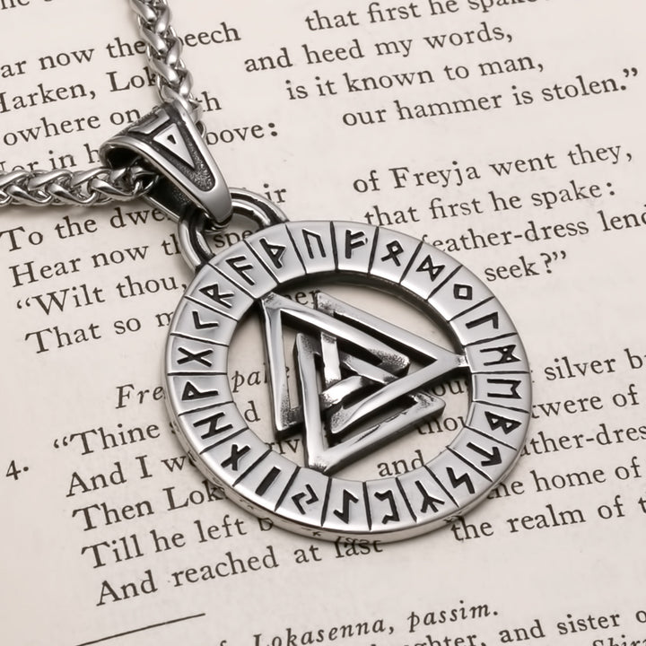 Viking Valknut Slain Warrior Knot Rune Stainless Steel Pendant Necklace