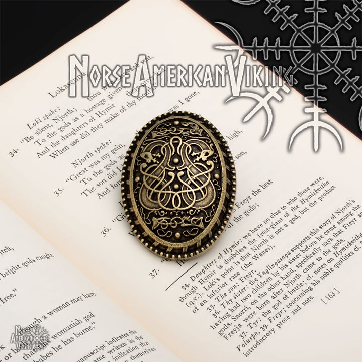 Viking Dragon Broa Oval Tortoise Brooch