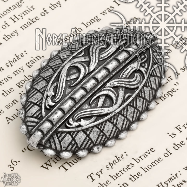 Viking Raven Oval Tortoise Brooch