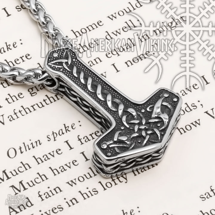 Viking Mjolnir Thor's Hammer Stainless Steel Pendant Necklace Norse American