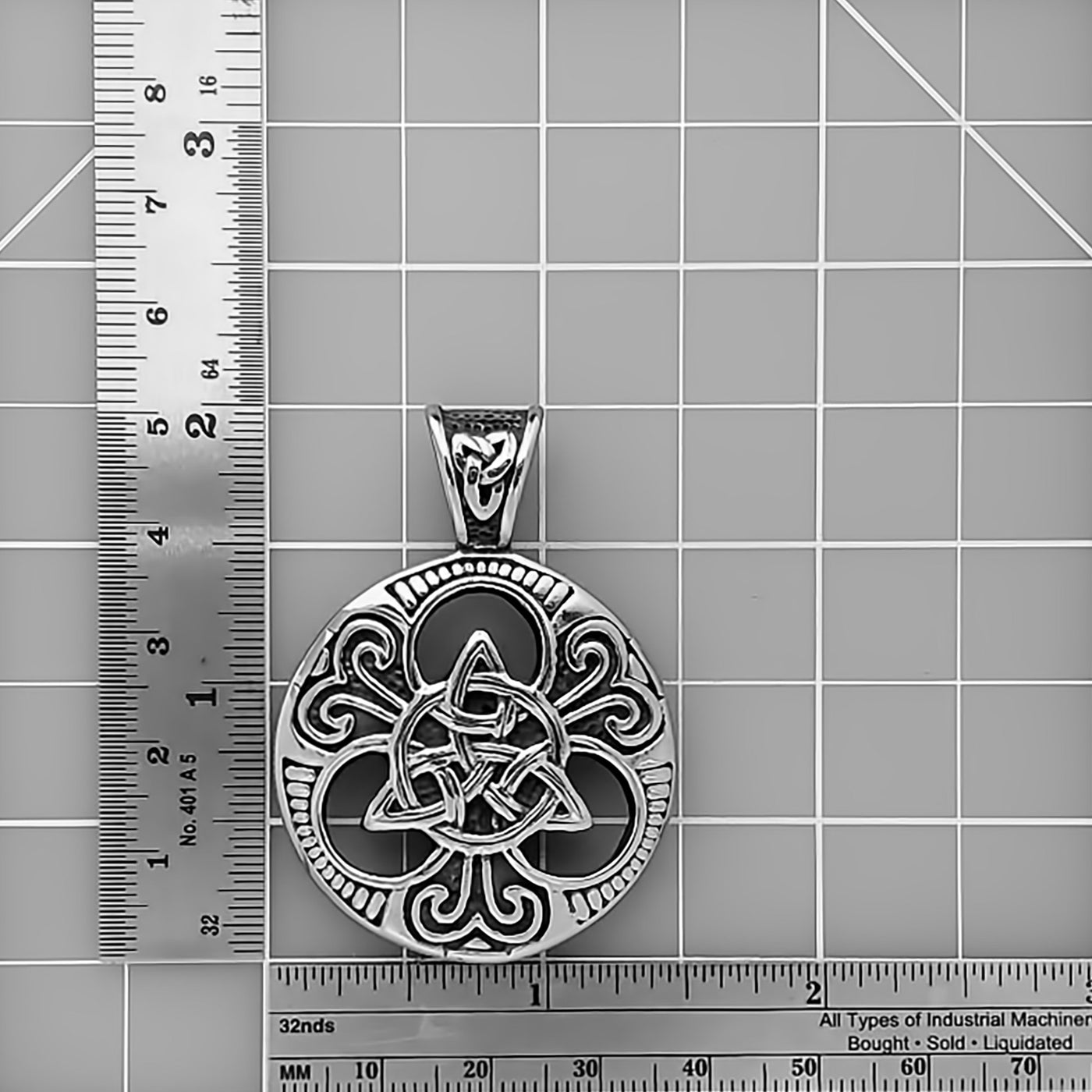 Viking Celtic Trinity Knot Medallion Stainless Steel Pendant Necklace Norse American