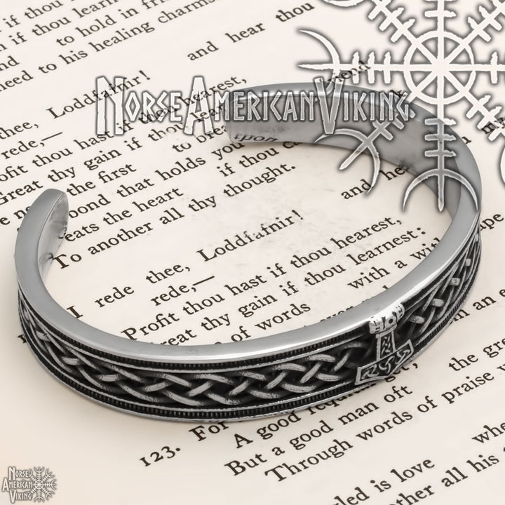 Viking Mjolnir Thor's Hammer Cuff Bracelet 316L Stainless Steel