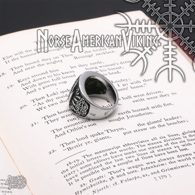 Viking Bear Paw Print Trinity Knot Ring 316L Stainless Steel