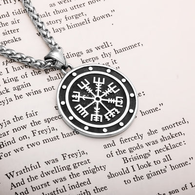 Viking Vegvisir Compass Stainless Steel Pendant Necklace Norse American