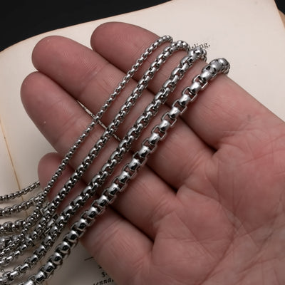 3.5mm Rounded Box Chain 316L Stainless Steel Norse American Viking