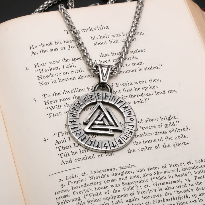 Viking Valknut Slain Warrior Knot Rune Stainless Steel Pendant Necklace