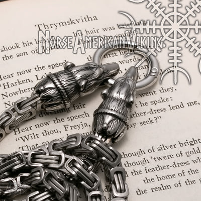 Viking King Bear Byzantine Necklace Stainless Steel Norse American