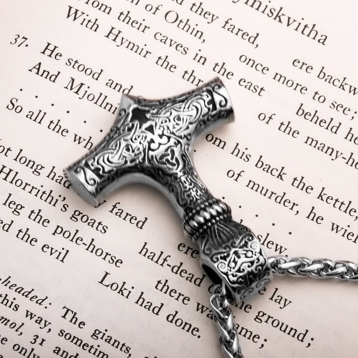 Viking Mjolnir Thor's Hammer Stainless Steel Pendant Necklace Norse American