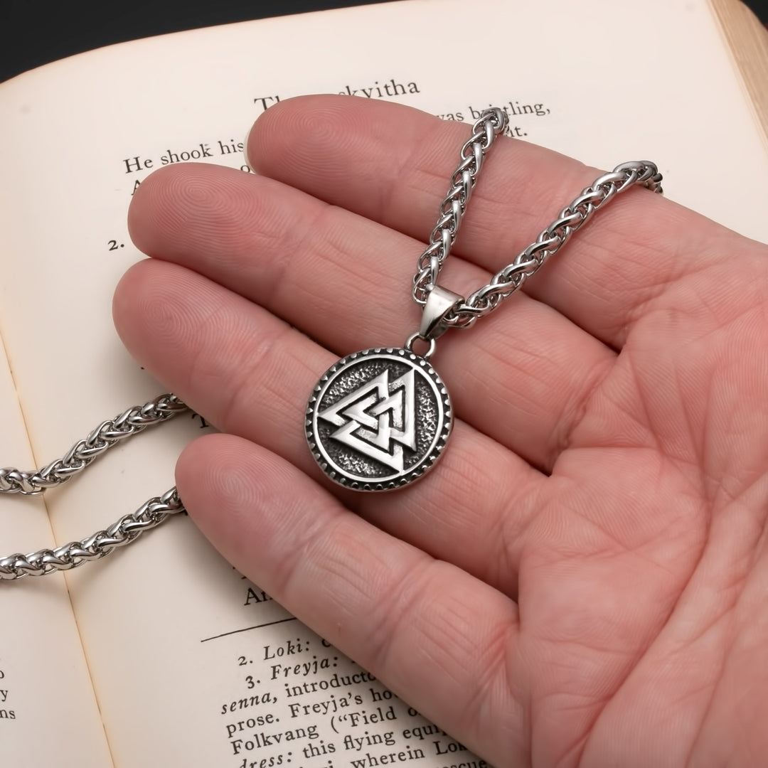 Viking Valknut Stainless Steel Pendant Necklace Norse American