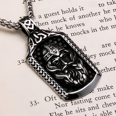 Viking Odin Trinity Talisman Stainless Steel Pendant Necklace Norse American