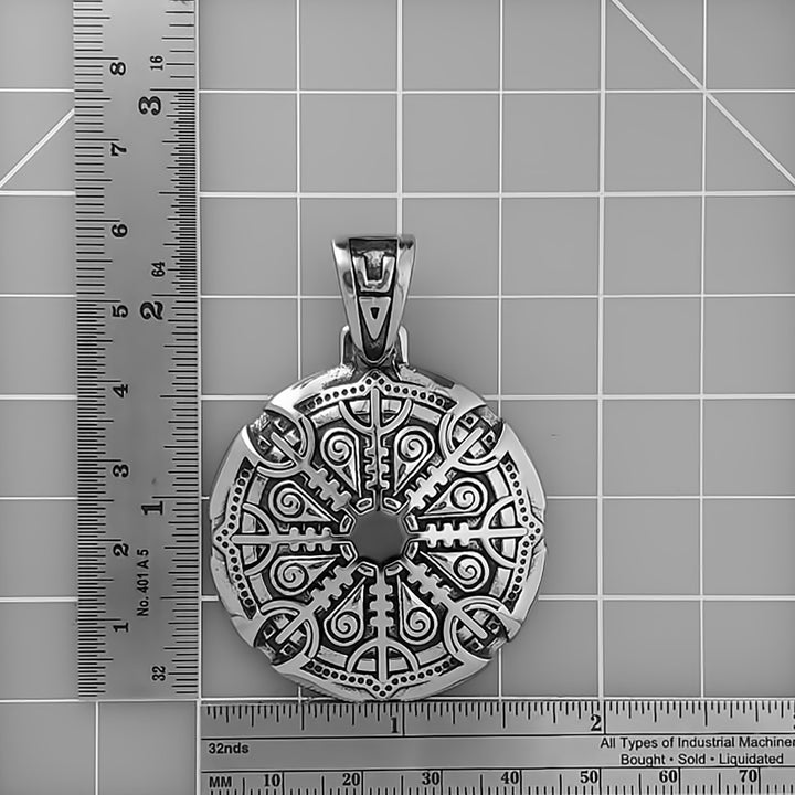 Viking Helm of Awe Premium Stainless Steel Pendant Necklace Norse American