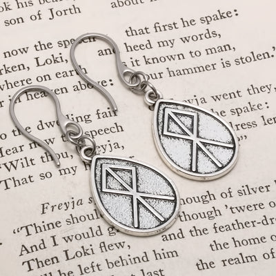 Viking Elder Futhark Rune Bind Othala Isaz Earrings