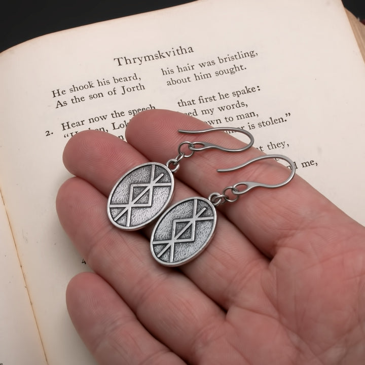 Viking Elder Futhark Rune Bind Ingwaz Isaz Earrings Norse American