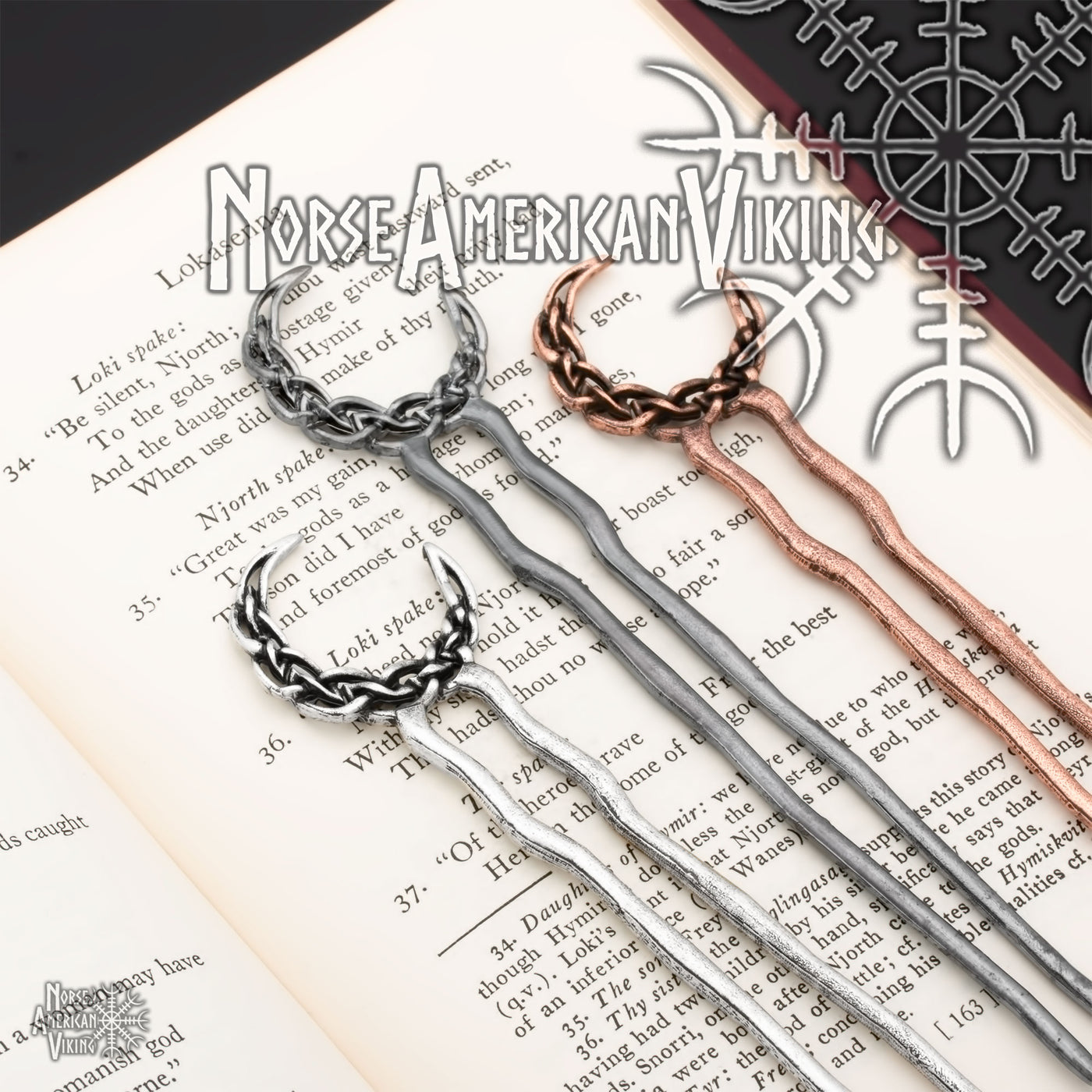 Viking Celtic Crescent Moon Knot Hair Stick