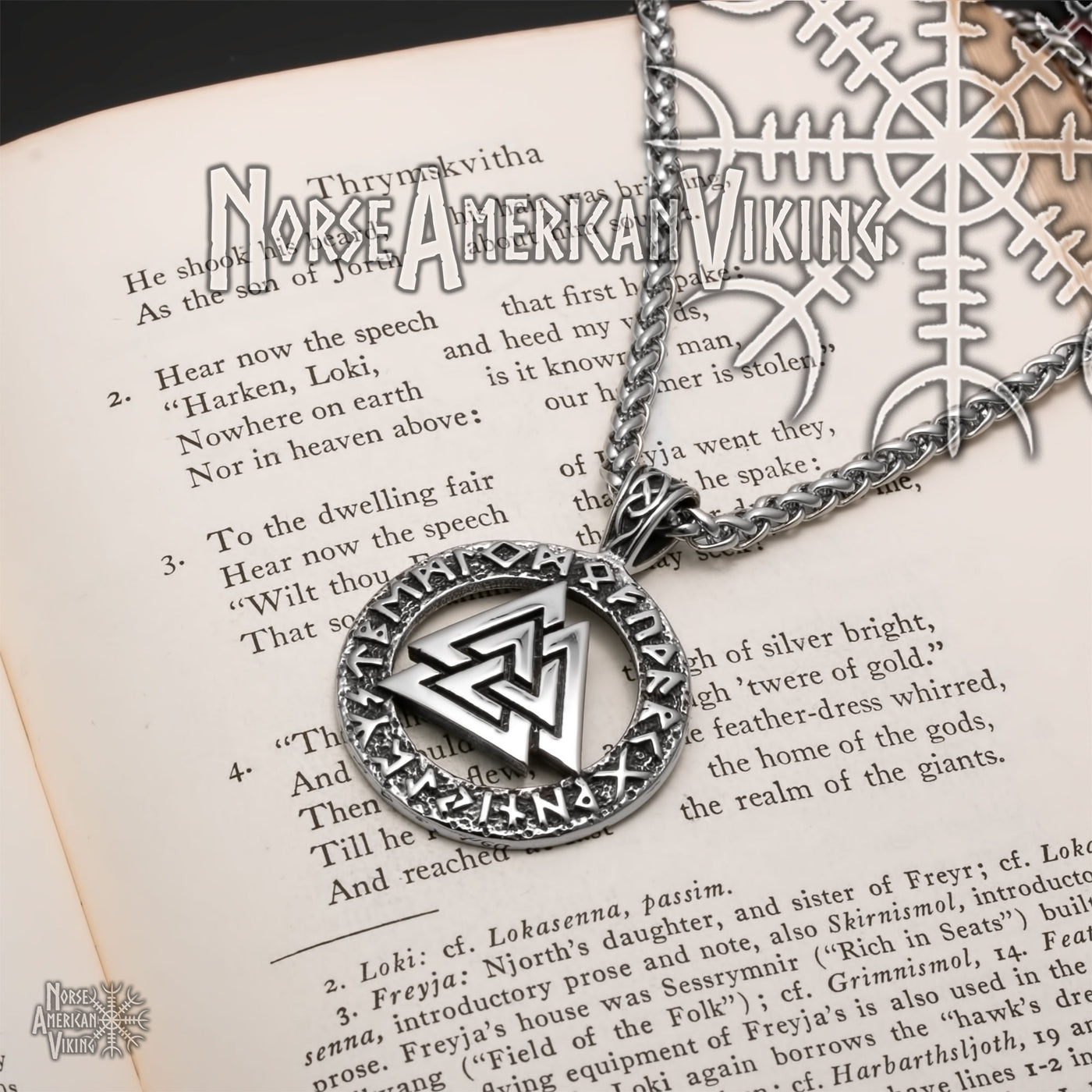 Viking Valknut Slain Warrior Knot Rune Stainless Steel Pendant Necklace Norse American