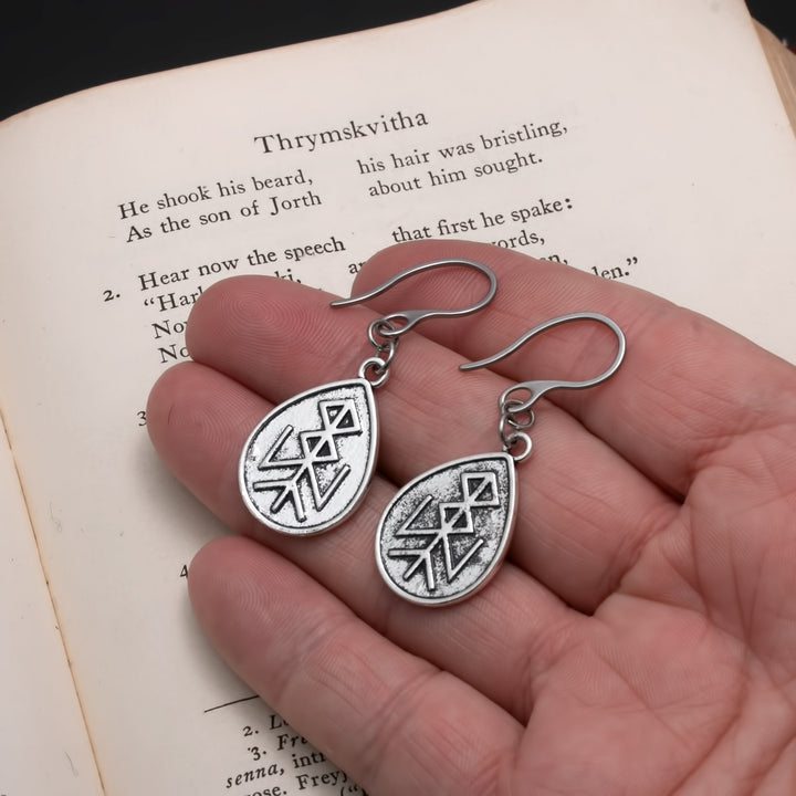 Viking Elder Futhark Rune Bind Algiz Othala Earrings