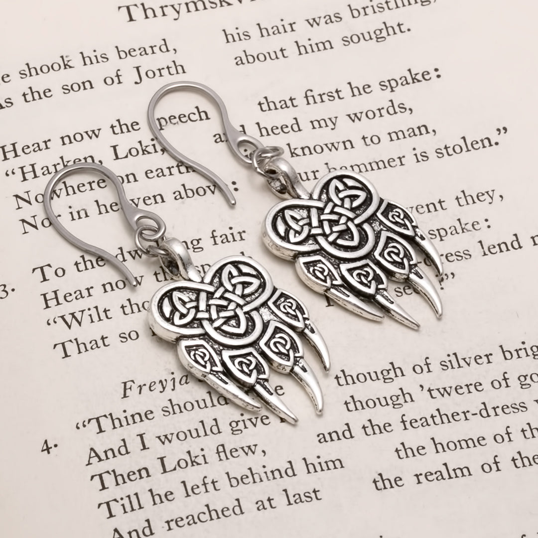 Viking Bear Paw Earrings Norse American