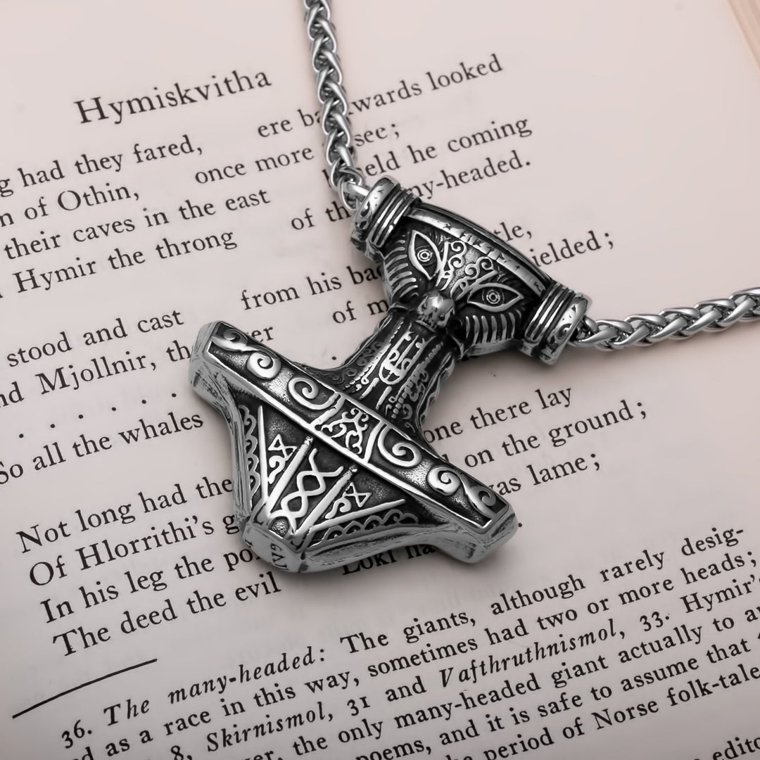 Viking Mjolnir Thor's Hammer Stainless Steel Pendant Necklace Norse American