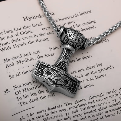 Viking Mjolnir Thor's Hammer Infinity Knot Stainless Steel Pendant Necklace Norse American