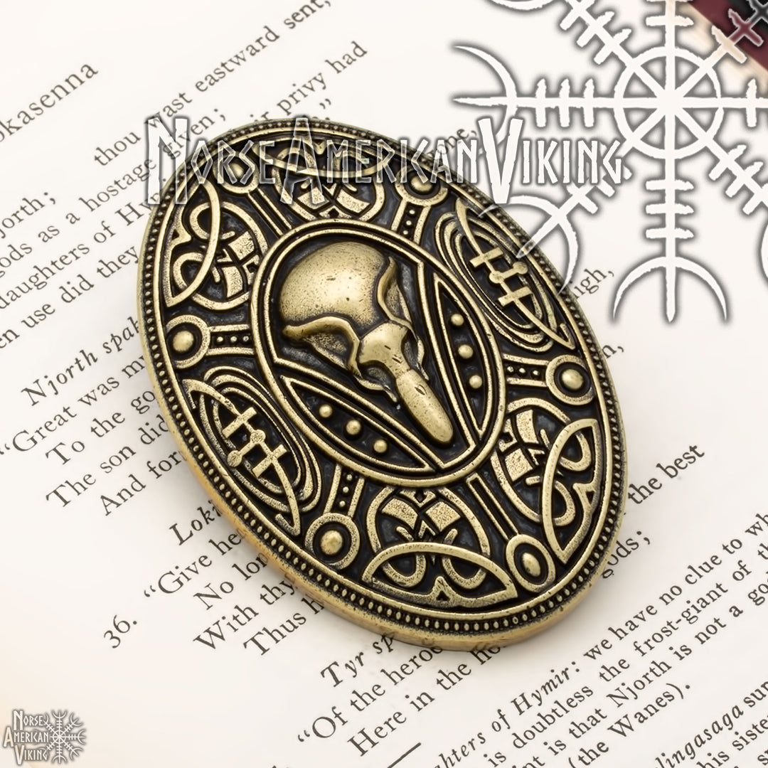 Viking Raven Skull Tortoise Brooch – Norse American Viking