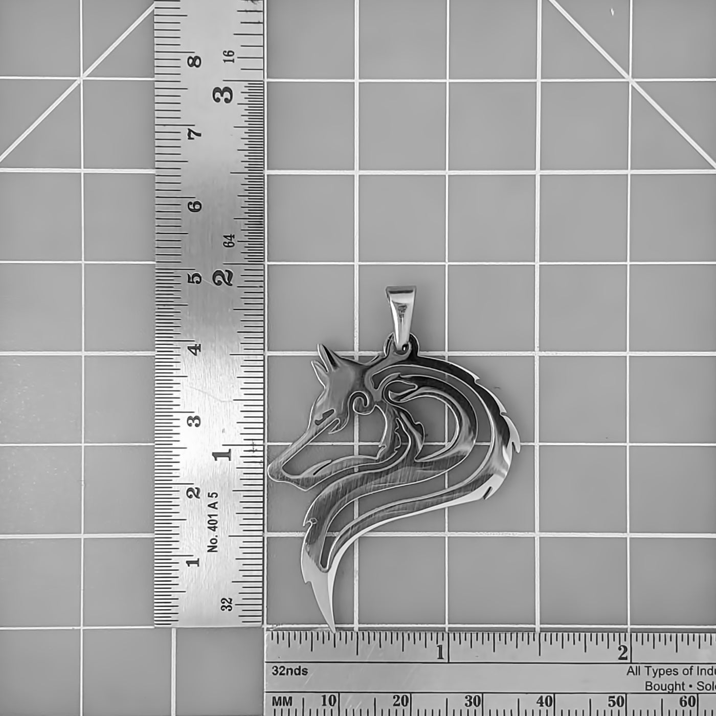 Viking Fenrir Wolf Head Open Stainless Steel Pendant Necklace Norse American