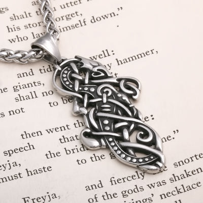 Viking Norse Dragon Knot Work Stainless Steel Pendant Necklace American