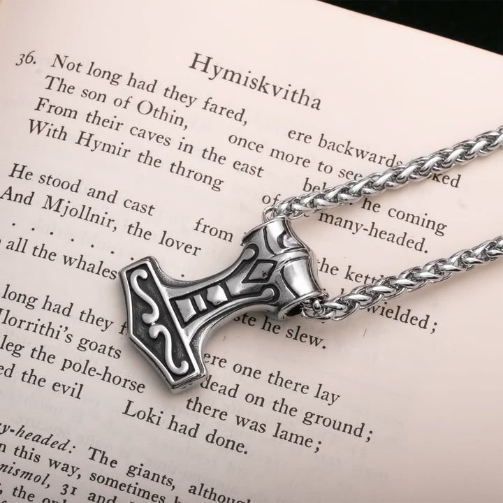 Viking Mjolnir Thor's Hammer Stainless Steel Pendant Necklace Small Norse American