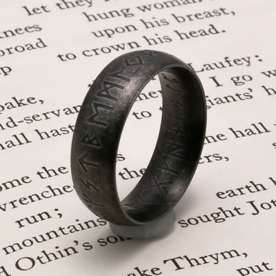 Viking Ancient Elder Futhark Stainless Steel Rune Ring Norse American