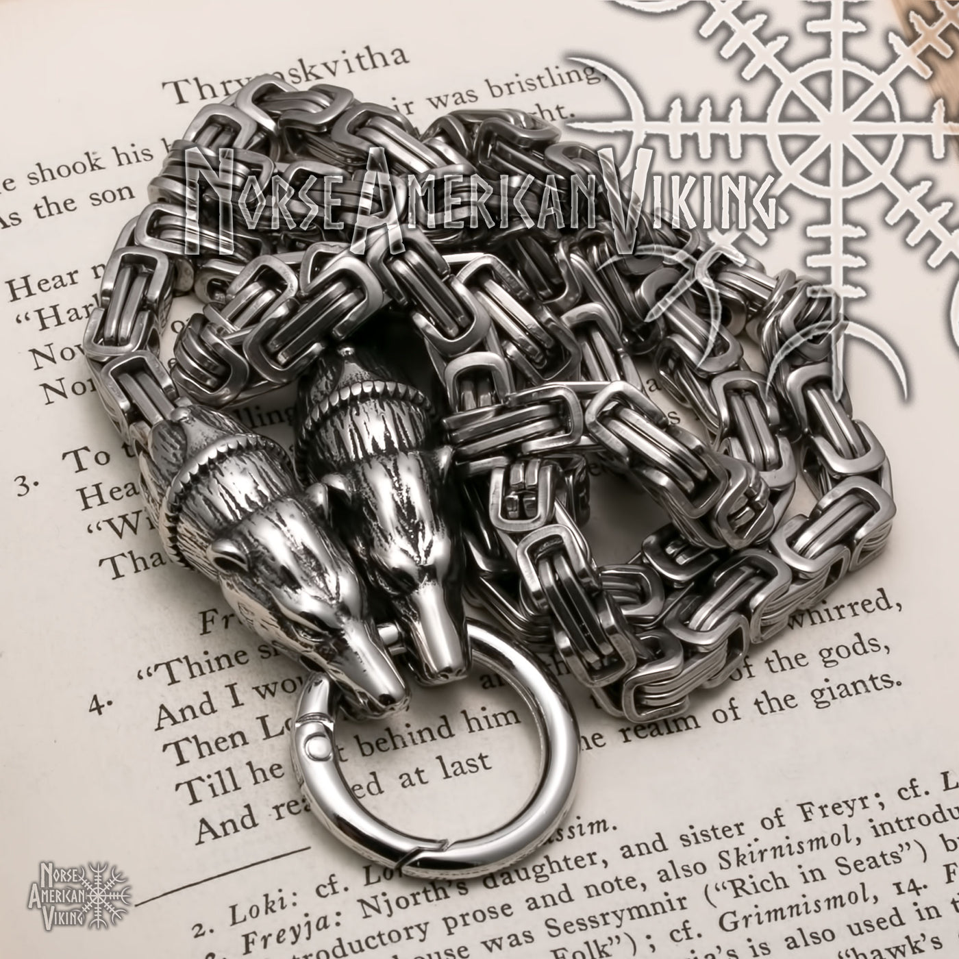 Viking King Bear Byzantine Necklace Stainless Steel Norse American