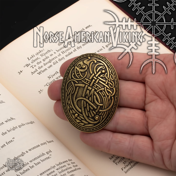 Viking Dragon Broa Oval Tortoise Brooch