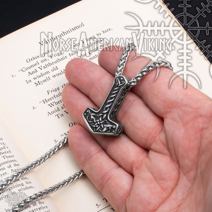 Viking Mjolnir Thor's Hammer Stainless Steel Pendant Necklace Norse American